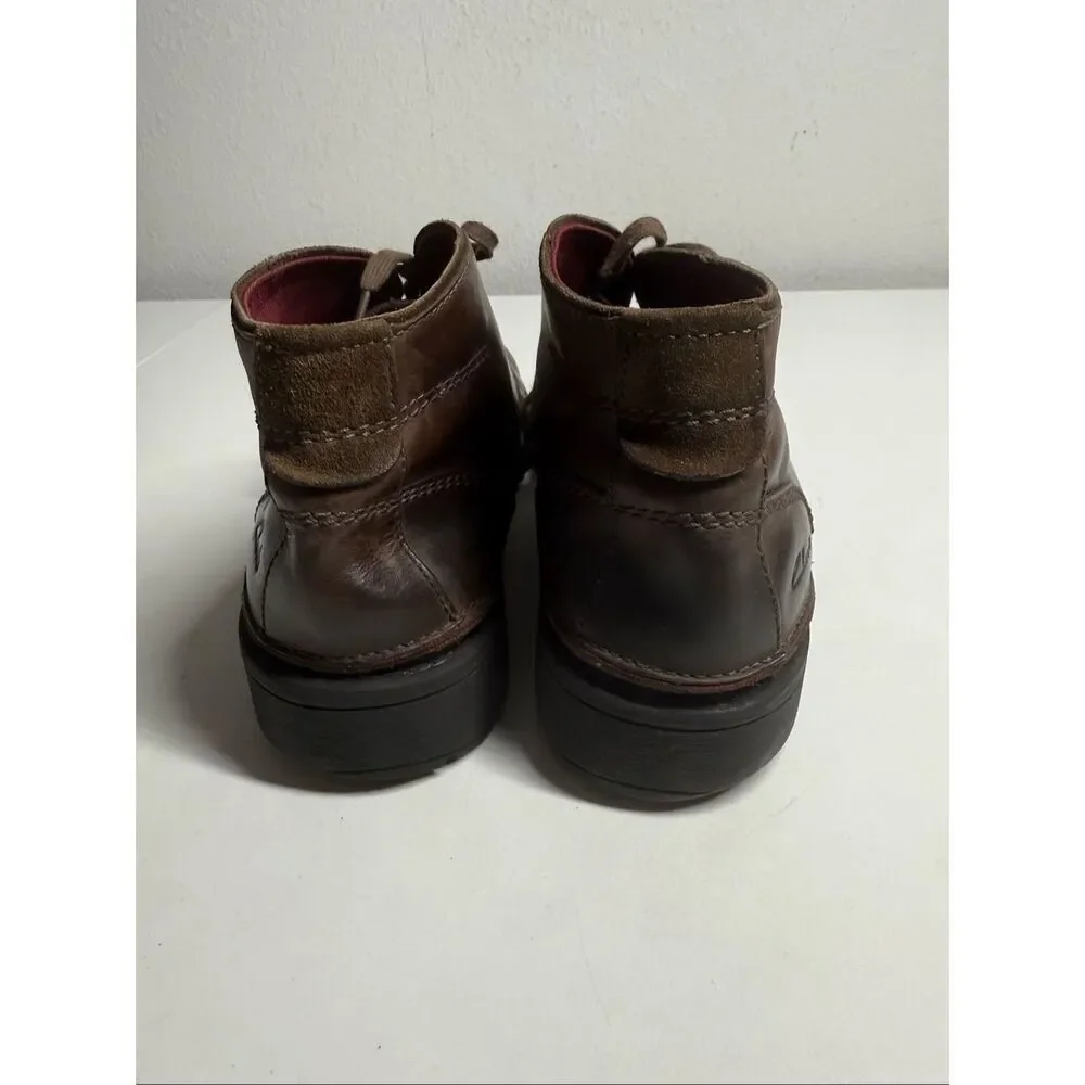 Clarks Ankle Boots Men Size 13 Brown Leather Lace Up See Description